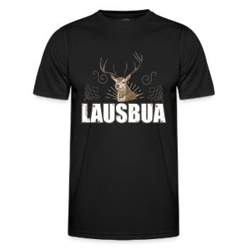 Lausbua Hirsch Lederhosen - Männer Funktions-T-Shirt - Schwarz - Vorne - AI Model Male 178 dark (178cm)