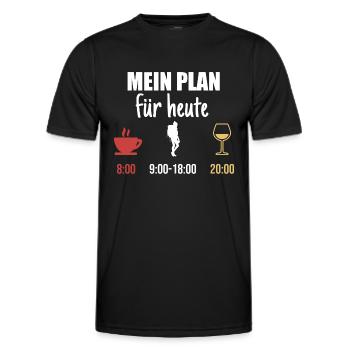 Mein Plan Wandern Bergsteigen | Hiking Wein Spruch - Männer Funktions-T-Shirt - Schwarz - Vorne - AI Model Male 178 dark (178cm)