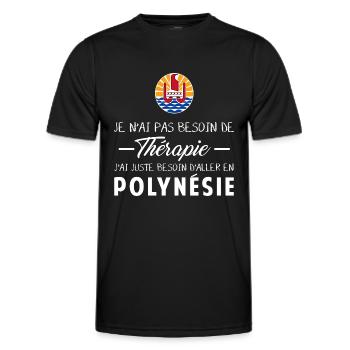 Thérapie Polynésie - T-shirt sport Homme - noir - Devant - AI Model Male 178 dark (178cm)