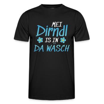 Dirndl Tracht | Mei Dirndl is in da - Männer Funktions-T-Shirt - Schwarz - Vorne - AI Model Male 178 dark (178cm)