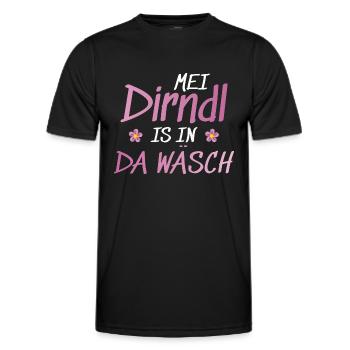 Dirndl Tracht | Mei Dirndl is in da - Männer Funktions-T-Shirt - Schwarz - Vorne - AI Model Male 178 dark (178cm)