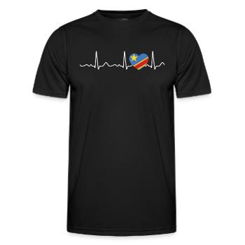Kongo - Herzschlag, Puls, Herzlinie, EKG - Männer Funktions-T-Shirt - Schwarz - Vorne - AI Model Male 178 dark (178cm)