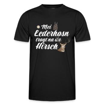 Basst Scho | Trachten Hirsch - Männer Funktions-T-Shirt - Schwarz - Vorne - AI Model Male 178 dark (178cm)
