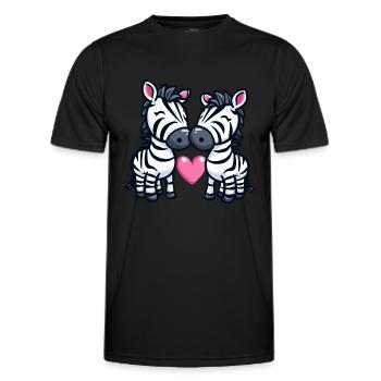 Zebra Paar Liebe Valentinstag - Männer Funktions-T-Shirt - Schwarz - Vorne - AI Model Male 178 dark (178cm)