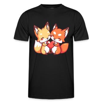 Fuchs Paar Liebe Valentinstag - Männer Funktions-T-Shirt - Schwarz - Vorne - AI Model Male 178 dark (178cm)