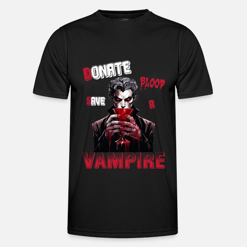 Donner du sang Sauvez une version comique vampire T-shirt sport Homme