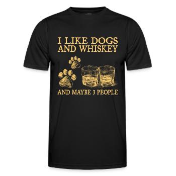 Ich mag Hunde und Whiskey und vielleicht 3 Leute - Männer Funktions-T-Shirt - Schwarz - Vorne - AI Model Male 178 dark (178cm)