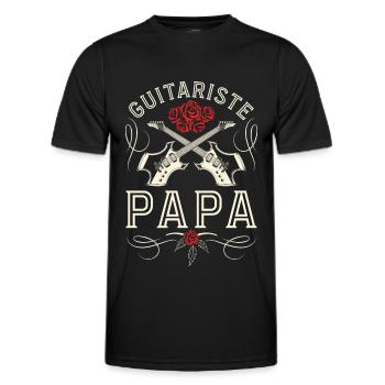 Père Qui Adore La Guitare - Papa Guitariste - T-shirt sport Homme - noir - Devant - AI Model Male 178 dark (178cm)