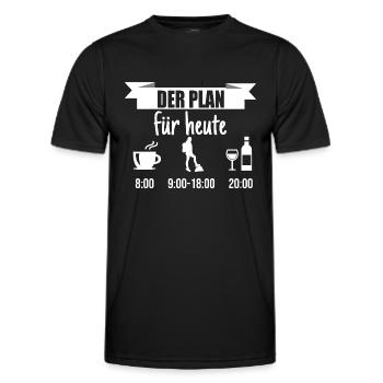 Mein Plan Wandern Bergsteigen | Hiking Wein Spruch - Männer Funktions-T-Shirt - Schwarz - Vorne - AI Model Male 178 dark (178cm)