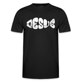 Jésus - Poisson - Amour - Croyants - Don - T-shirt sport Homme - noir - Devant - AI Model Male 178 dark (178cm)