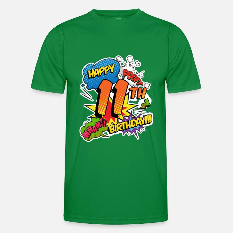 11. Geburtstag Junge Comic-Stil Superhelden Männer Funktions-T-Shirt