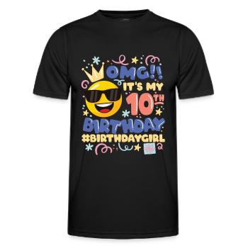 Omg! es ist mein 10. Geburtstag Mädchen Emoticon - Männer Funktions-T-Shirt - Schwarz - Vorne - AI Model Male 178 dark (178cm)