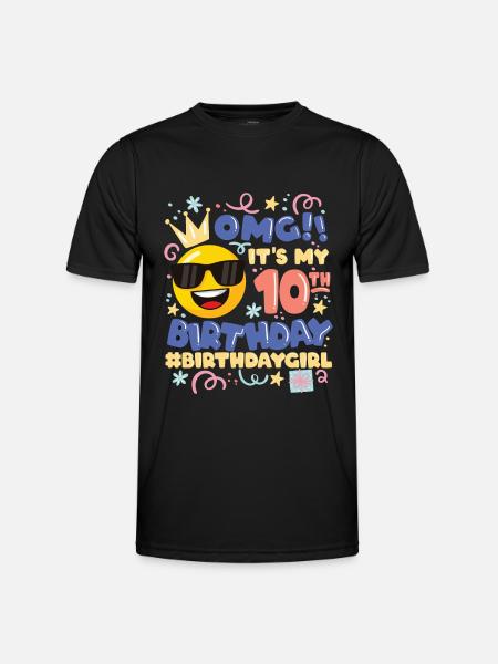Omg! it's my 10th birthday girl emoticon - Men's Functional T-Shirt - black
