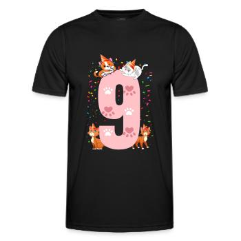9. Katze Geburtstag Celebrant 9 Jahre Alt - Männer Funktions-T-Shirt - Schwarz - Vorne - AI Model Male 178 dark (178cm)
