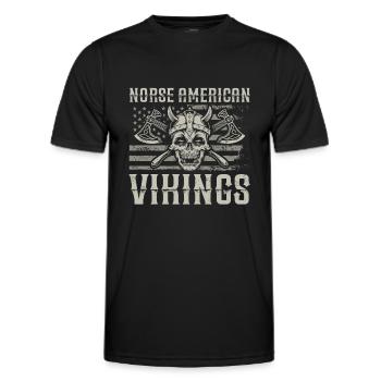 Norse American Vikings Us Independence Day - Männer Funktions-T-Shirt - Schwarz - Vorne - AI Model Male 178 dark (178cm)