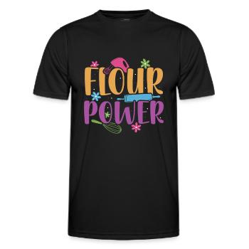 Flour Power | Baker Shirt | Bake Tshirt | - Men's Functional T-Shirt - black - Front - AI Model Male 178 dark (178cm)