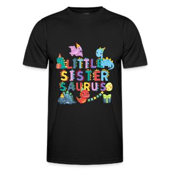 Petite sœur Saurus | Tshirt dinosaure Rawr - T-shirt sport Homme - noir - Devant - AI Model Male 178 dark (178cm)