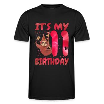 11ème anniversaire Mignon Sloth Party Hat - T-shirt sport Homme - noir - Devant - AI Model Male 178 dark (178cm)
