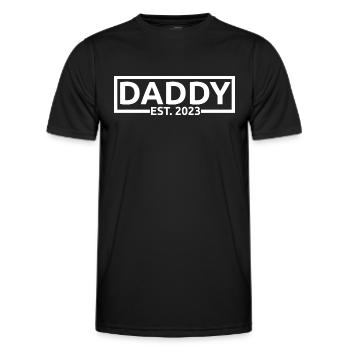 Daddy Est. 2023, bientôt papa, révélation de grossesse - T-shirt sport Homme - noir - Devant - AI Model Male 178 dark (178cm)