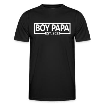 Boy Papa Est. 2023 Baby Shower Schwangerschaft Enthüllung - Männer Funktions-T-Shirt - Schwarz - Vorne - AI Model Male 178 dark (178cm)