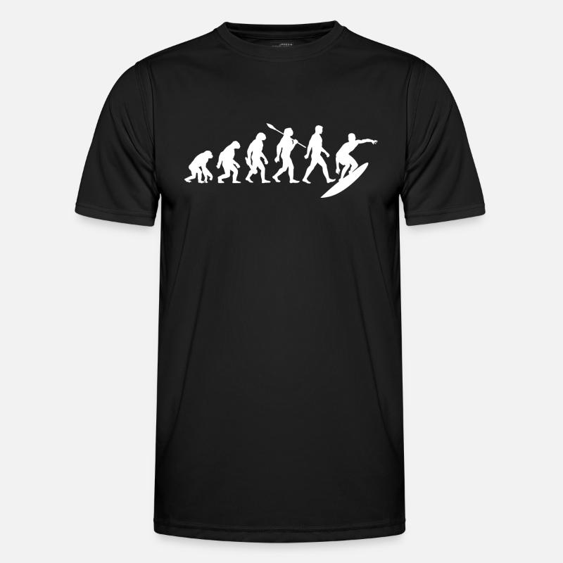 Evolution Surfer - Surfen - Surfbrett - Männer Funktions-T-Shirt - Schwarz