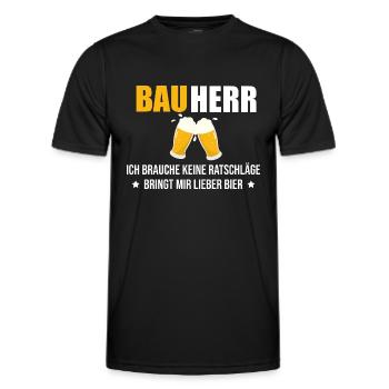 Bauherr Bier Hausbau Eigenheim Richtfest 2022 - Männer Funktions-T-Shirt - Schwarz - Vorne - AI Model Male 178 dark (178cm)