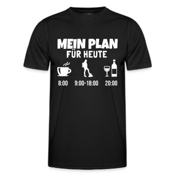Mein Plan Wandern Bergsteigen | Hiking Wein Spruch - Männer Funktions-T-Shirt - Schwarz - Vorne - AI Model Male 178 dark (178cm)
