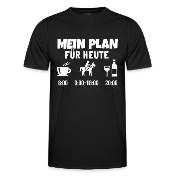 Mein Plan Reiten | Reiter Pferde Wein Spruch - Männer Funktions-T-Shirt - Schwarz - Vorne - AI Model Male 178 dark (178cm)