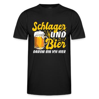 Schlager & Bier - darum bin ich hier - Musik - Männer Funktions-T-Shirt - Schwarz - Vorne - AI Model Male 178 dark (178cm)