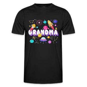 Grandma Outer Space Birthday Party Family Boys - Men's Functional T-Shirt - black - Front - AI Model Male 178 dark (178cm)