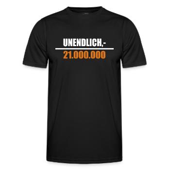 Unendlich geteilt durch 21 Millionen - Männer Funktions-T-Shirt - Schwarz - Vorne - AI Model Male 178 dark (178cm)
