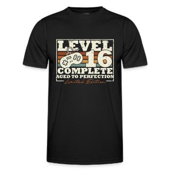 16 Anniversaire Niveau 16 Cadeau complet de 16 ans - T-shirt sport Homme - noir - Devant - AI Model Male 178 dark (178cm)