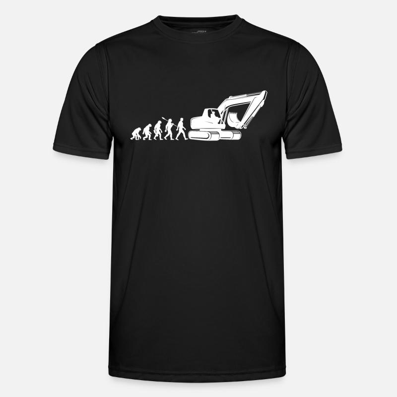 Evolution - Bagger fahren - Baustelle, Bauarbeiter - Männer Funktions-T-Shirt - Schwarz