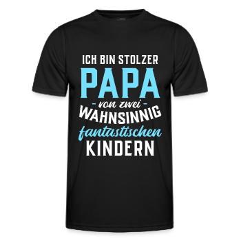 Ich bin stolzer Papa von 2 fantastischen Kindern - Männer Funktions-T-Shirt - Schwarz - Vorne - AI Model Male 178 dark (178cm)
