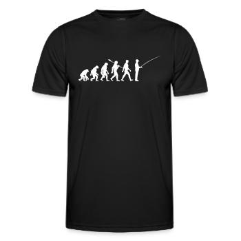 Evolution - Angler - Fische angeln - Männer Funktions-T-Shirt - Schwarz - Vorne - AI Model Male 178 dark (178cm)