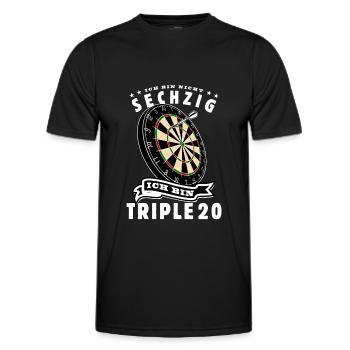 Ich bin nicht 60 ich bin Triple 20 Geburtstag Dart - Männer Funktions-T-Shirt - Schwarz - Vorne - AI Model Male 178 dark (178cm)