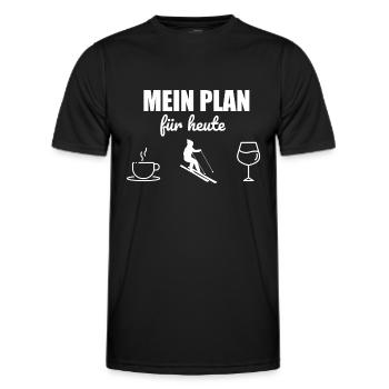 Mein Plan Apres Ski | Skifahrer Wein Spruch - Männer Funktions-T-Shirt - Schwarz - Vorne - AI Model Male 178 dark (178cm)