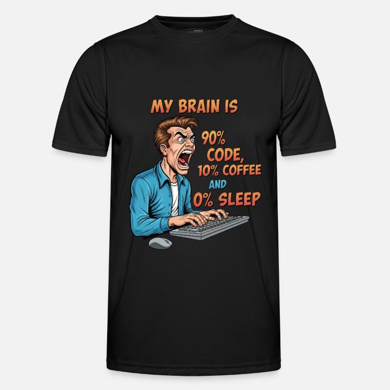 0% Schlaf: Code & Kaffee Power! - Männer Funktions-T-Shirt - Schwarz