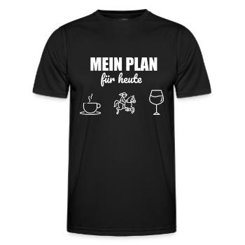 Mein Plan Reiten | Reiter Pferde Wein Spruch - Männer Funktions-T-Shirt - Schwarz - Vorne - AI Model Male 178 dark (178cm)