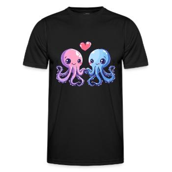 Oktopus Paar Liebe Valentinstag - Männer Funktions-T-Shirt - Schwarz - Vorne - AI Model Male 178 dark (178cm)