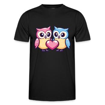 Eule Paar Liebe Valentinstag - Männer Funktions-T-Shirt - Schwarz - Vorne - AI Model Male 178 dark (178cm)