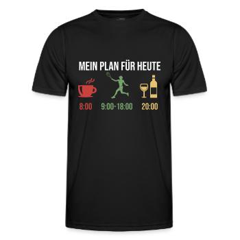 Mein Plan Tennis | Tennis Spieler Wein Spruch - Männer Funktions-T-Shirt - Schwarz - Vorne - AI Model Male 178 dark (178cm)