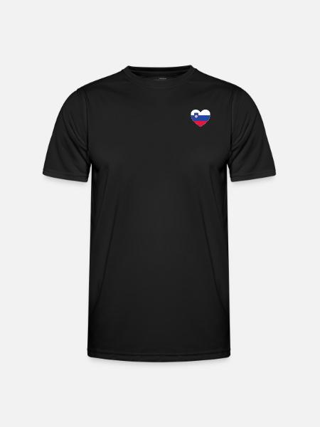 Slovenia Flag Heart - Men's Functional T-Shirt - black