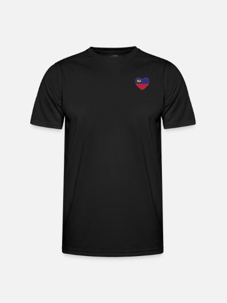 Liechtenstein Flag Heart - Men's Functional T-Shirt - black