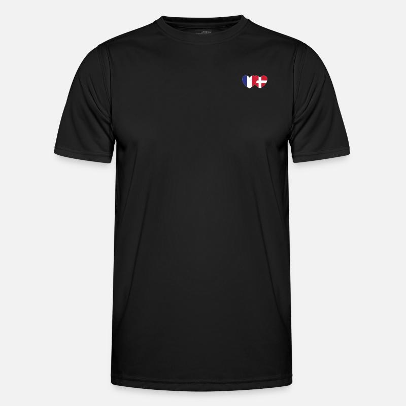 Frankrig Danmark Flag Hjerte - Funktionsshirt til herrer - sort