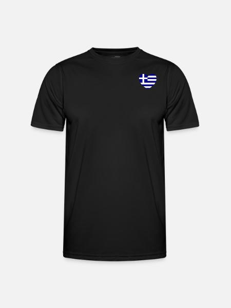 Greece Flag Heart of Hellas - Men's Functional T-Shirt - black