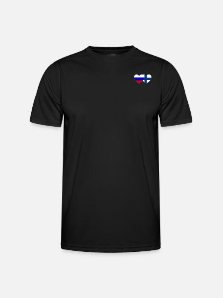 Russie Finlande Drapeau Cœur - T-shirt sport Homme - noir