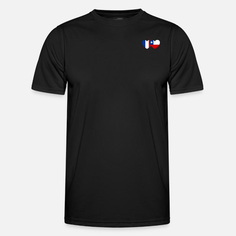 Frankreich Chile Flagge Herz Männer Funktions-T-Shirt