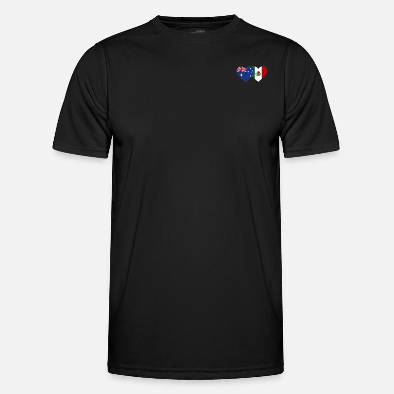 Australia Mexico Flag Heart - Men's Functional T-Shirt - black