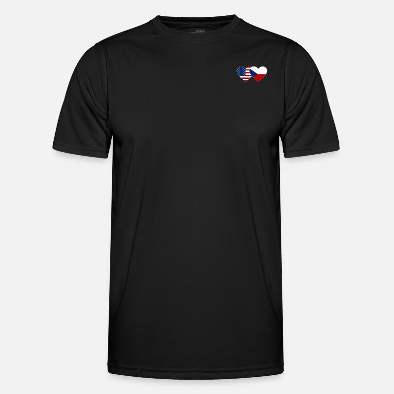 Drapeau des États-Unis et de la République tchèque T-shirt sport Homme